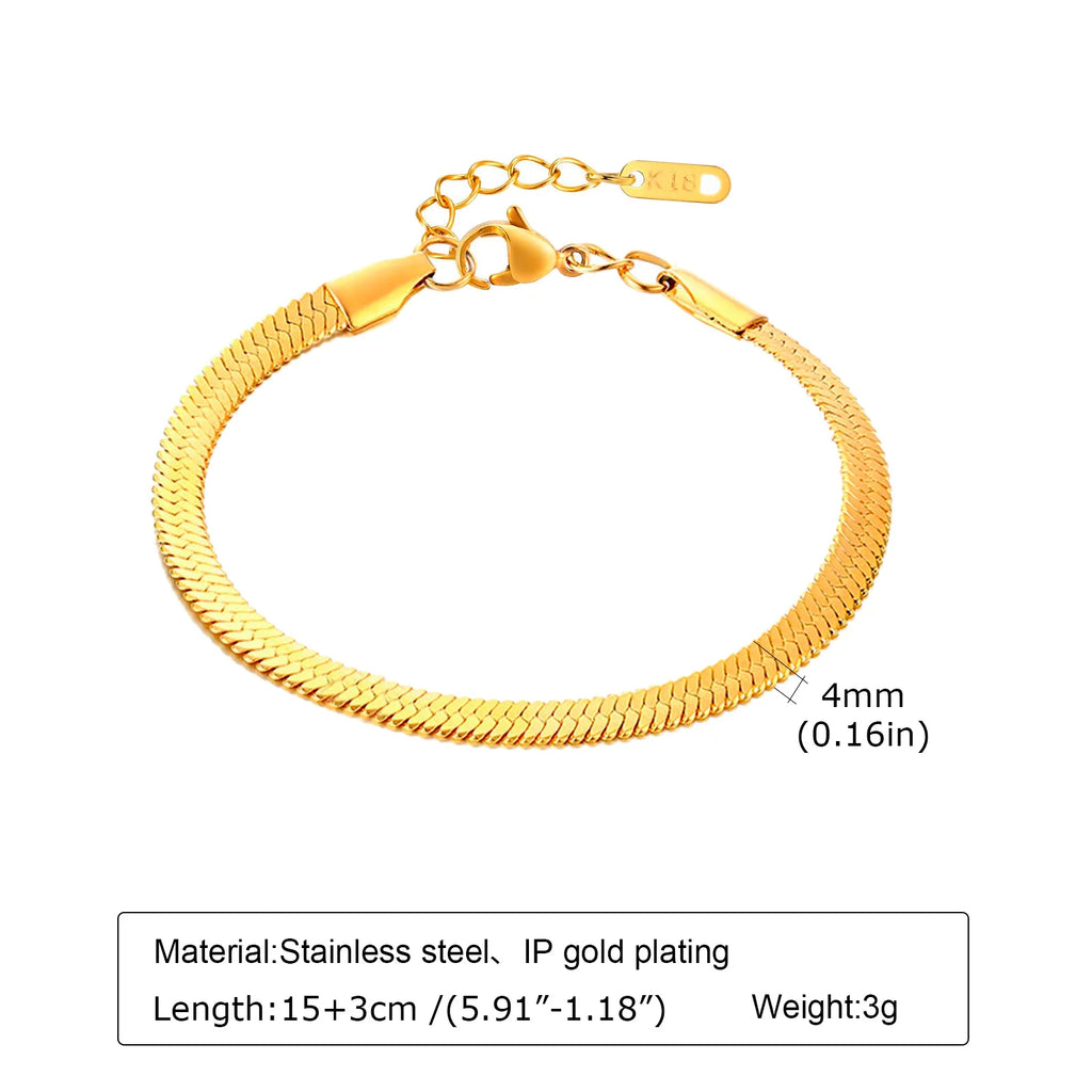 Waterproof Stainless Steel Chain Bracelets For Women , Gold Plated Fashion Stackable Link Bracelet Gifts - BR-774G